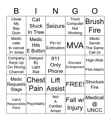 Fire ALARM Bingo Card
