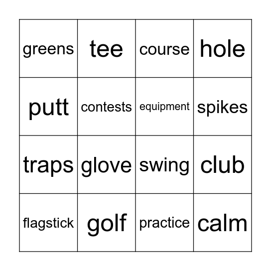 Golf Bingo Card