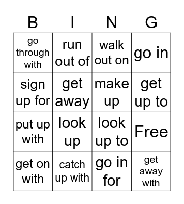PHRASL VERBS Bingo Card