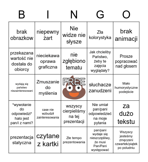 Zajęcia magistra Pałysa Bingo Card