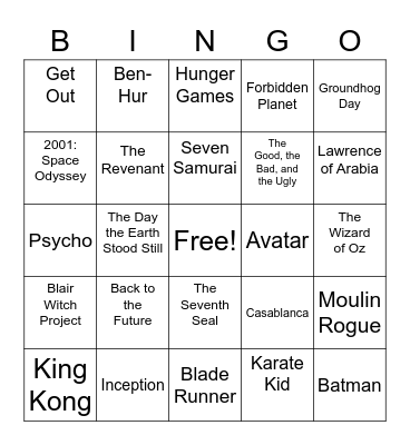 Samsung UK Legal - Movie Bingo Extravaganza (Powered by Curve) Bingo Card