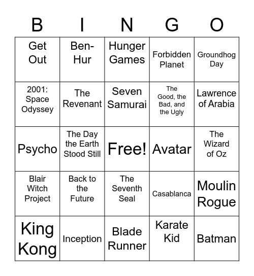 Samsung UK Legal - Movie Bingo Extravaganza (Powered by Curve) Bingo Card