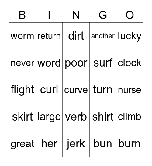 5.2 First Grade Bingo Card