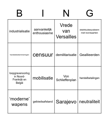 Bingo WO I B Bingo Card