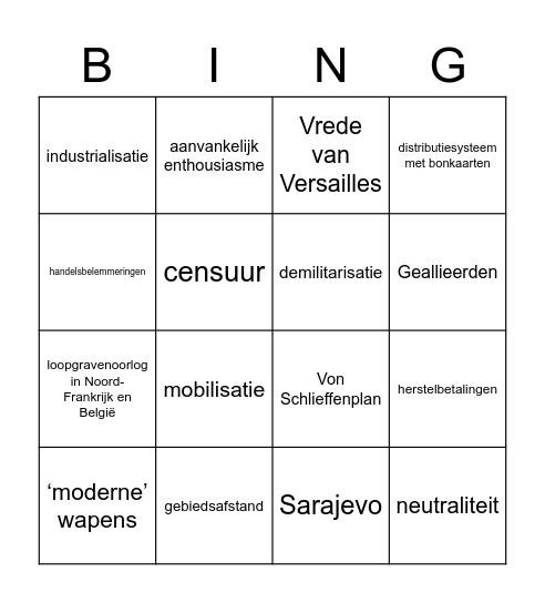 Bingo WO I B Bingo Card