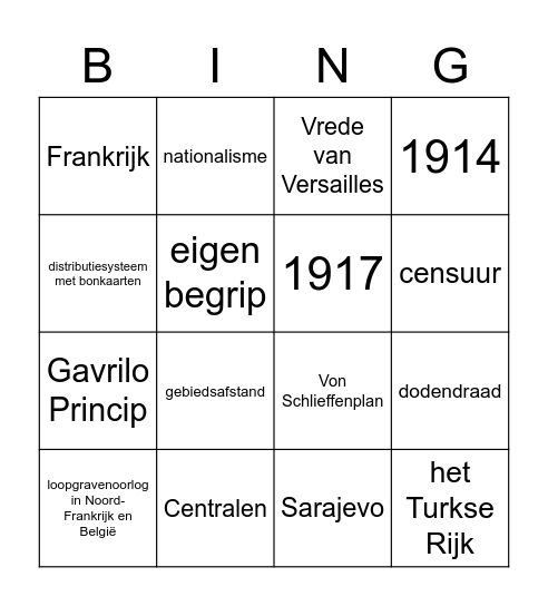 WO I Bingo D Bingo Card