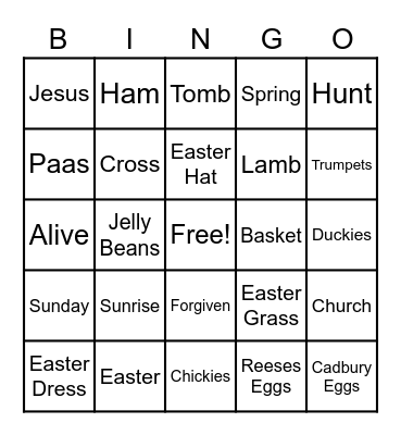 Easter Bingo Card