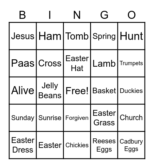 Easter Bingo Card