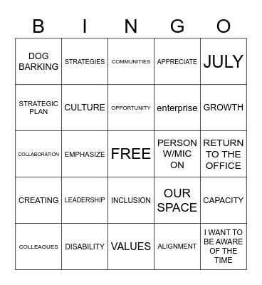 COMMISH call BINGO Card