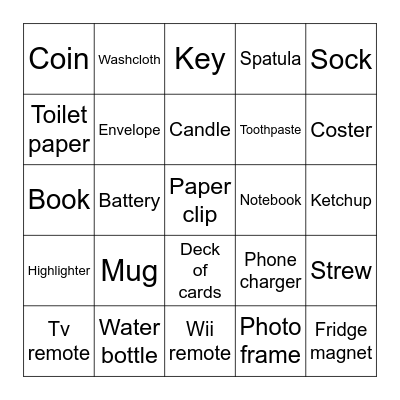 Scavenger hunt Bingo Card