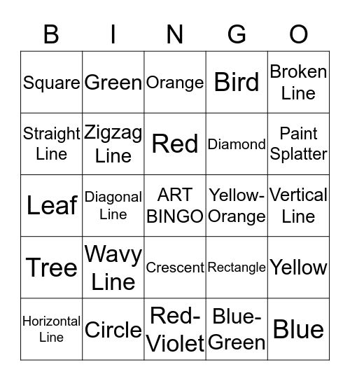 Art Bingo Card