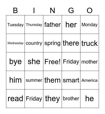 Untitled Bingo Card