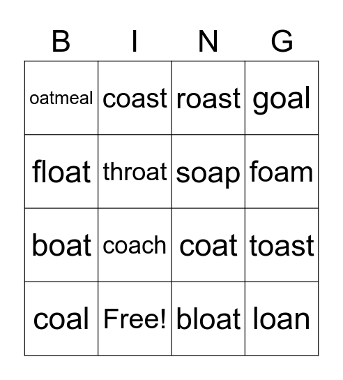 "OA" Bingo Card