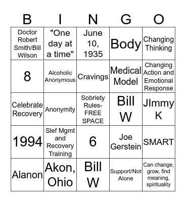 Support group bingo Card