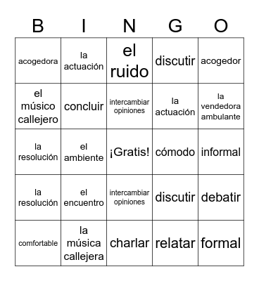 (3) 5.2 vocabulario #2 Bingo Card