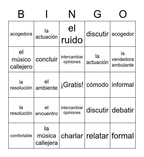 (3) 5.2 vocabulario #2 Bingo Card