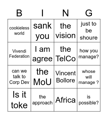 Michel Zoom Bingo Card