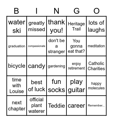 Dr Dean Retires! Bingo Card