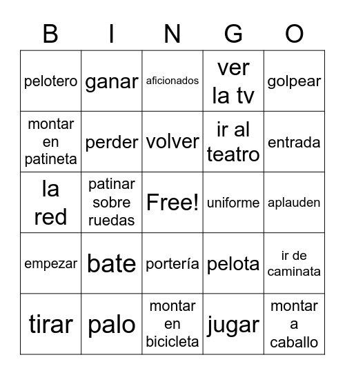 Deportes y Pasatiempos Bingo Card