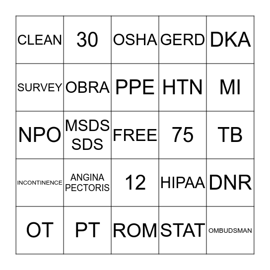 FINAL REVIEW BINGO! Bingo Card