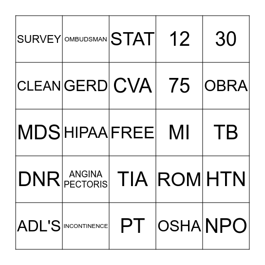 FINAL REVIEW BINGO! Bingo Card