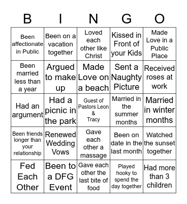Destined for Greatness Love Bingo Card