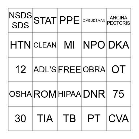 FINAL REVIEW BINGO! Bingo Card