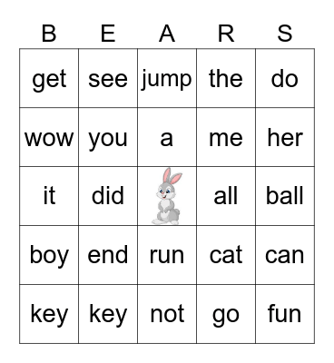 Easter Sight Word Bingo Card
