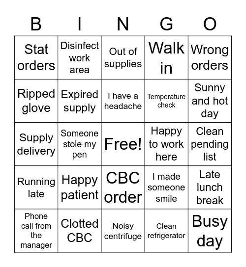Lab Draw Sites Bingo Card