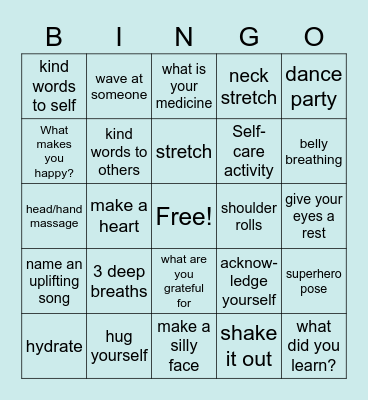 Wellness Bingo Card