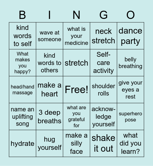 Wellness Bingo Card