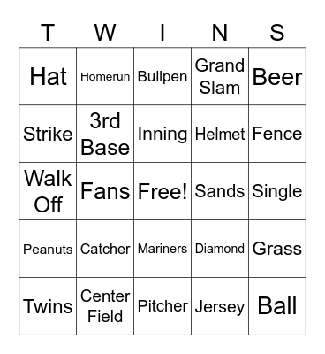 Twins Bingo Card