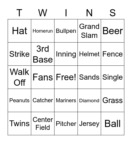 Twins Bingo Card