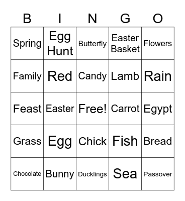 Easter / Passover Bingo Card