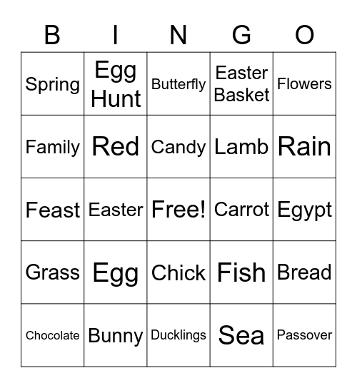 Easter / Passover Bingo Card