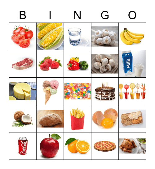 Food and Drinks Bingo Card