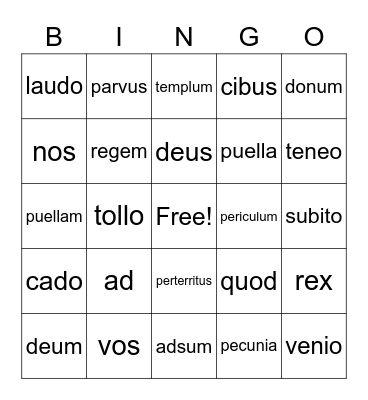 Ch. 4 Vocabulary Bingo Card