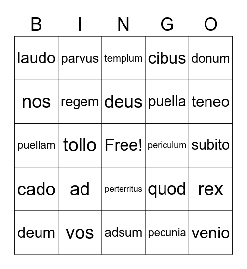 Ch. 4 Vocabulary Bingo Card