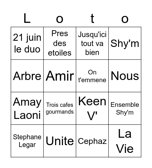 Manie Musicale 2021 Bingo Card