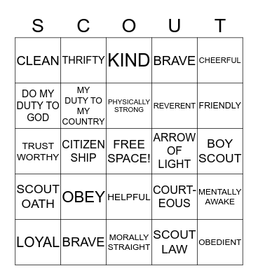 SCOUT BINGO Card