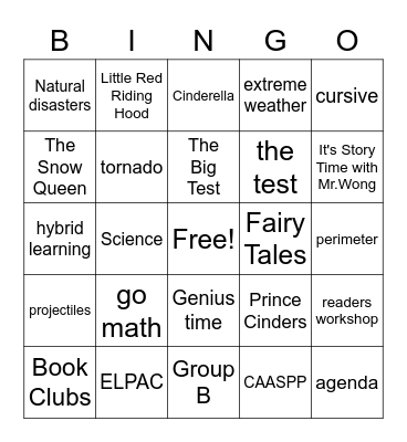 Rm. 12 Bingo for March 26, 2021 Bingo Card