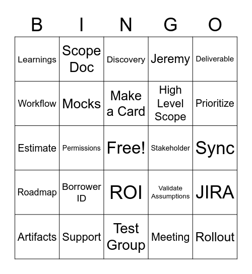 Lendio Product Bingo Card