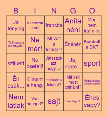 digi óra Bingo Card