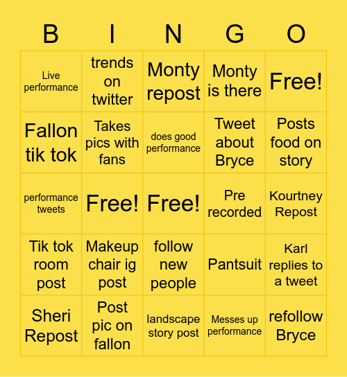 baddison rae bingo board Bingo Card