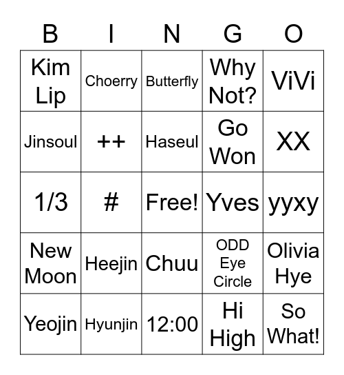 LOONA Bingo Card