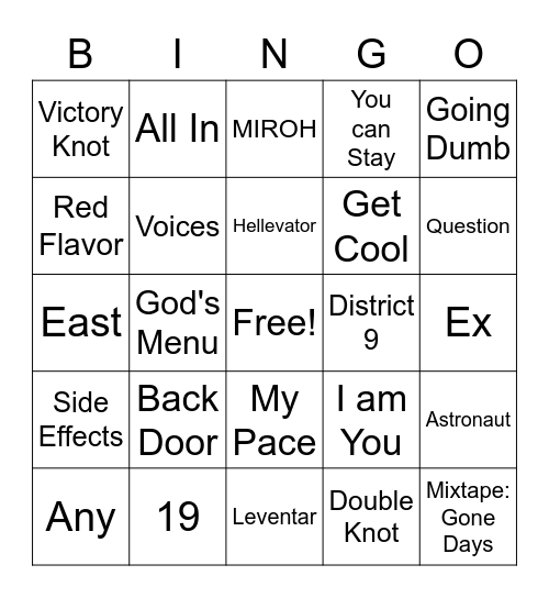 Stray Kids Bingo Card