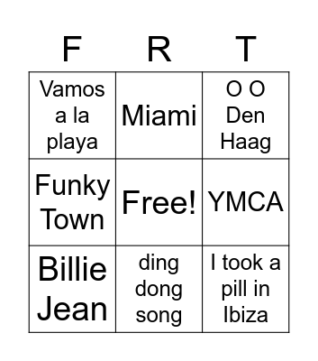 After Party Bingo Card