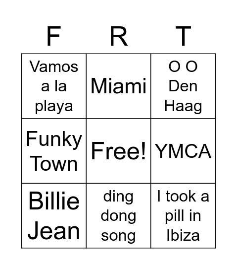 After Party Bingo Card