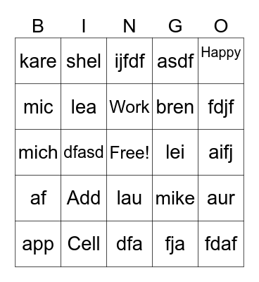 Untitled Bingo Card