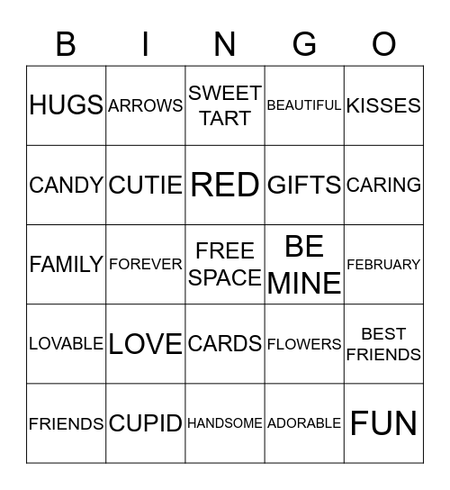 Valentine's Day Bingo Card